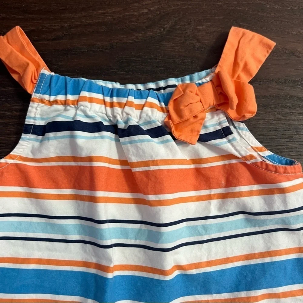 Gymboree Striped Coral Orange and Blue Baby 6-12 month Tank Top